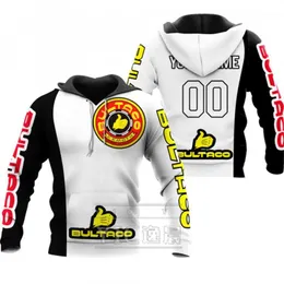 Luvtröjor för herr Custom Name 3D Bultaco Motorcyklar Långärmade tryckta Sommarmode Casual Oversized toppar