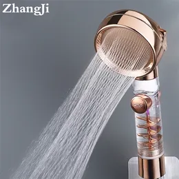 Zhang Ji High Pressure 3-function Turbo Handle SPA Shower Head Rainfall with Switch on/Off Button Water Saving Showerhead 220510
