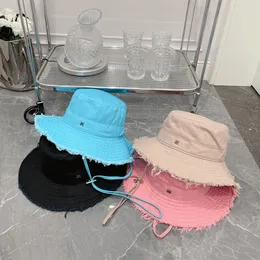 패션 버킷 모자 디자이너 와이드 브림 모자 캐릭터 드로우 스트링 캡 6 색 고품질 고품질