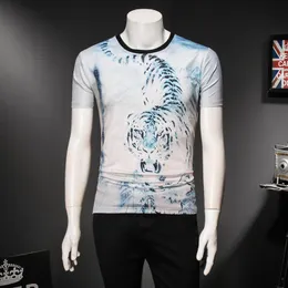 メンズTシャツタイガーパターンDデジタル印刷面白い半袖Tシャツ2022最高品質のコットンポリエスターメンズM-3XLMEN'S MEN'M