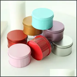 Candy Box Tinplate Candle Jar Tomt Metal Tin Can Tablet Pill Pillörhängen förvaring med locket rund container liten heminredning droppleverans 2021