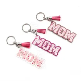 Akryl Keychain Pendant Creative Mom Tassel Keychain Mors dag Present Bagage Dekoration Nyckelring Kedja Bes121