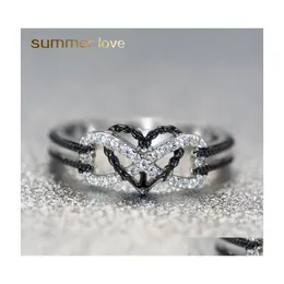 Anelli a grappolo Gioielli di design squisito Motivo di amore infinito Twotone Anchor Heart Promise Wedding Anello di fidanzamento per le donne Regali Fa Dhork