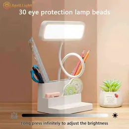 LEDテーブルランプ3色温度調整可能な目の保護学習デスクランプ子供寝室ベッドサイドライトUSB充電式H220423