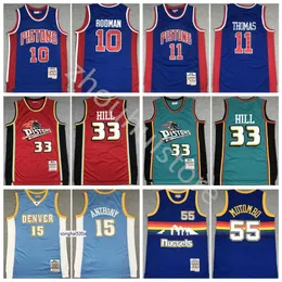 asketball Isiah Thomas Jersey 11 Dennis Rodman 10 Grant Hill 33 Dikembe Mutombo 55 Carmelo Anthony 15 Basketball shirt Top Q jerseys