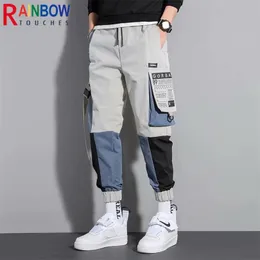 Calça de carga Homem Men Toçando calça calças masculinas Hippop bolsões de macacão moda moda casual calças de algodão RainbowTouches 220706