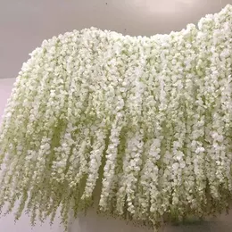 24 f￤rger 34 cm elegant konstgjorda blommaparti Wisteria Flowers Vine Home Garden Wall Hanging Diy Rattan Centerpiece Xmas Wedding Decoration Backdrop SXAUG115