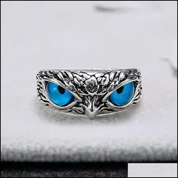 Band Rings Charm Vintage Sevimli Erkekler ve Kadınlar Basit Tasarım Baykuş Ring Sier Nişan Düğün Mücevher Hediyeleri Damla D Sexyhanz Dh3on