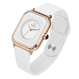 Wwoor marka kadınları izle kare moda lüks ladi silikon kayış saatleri kuvars saat
