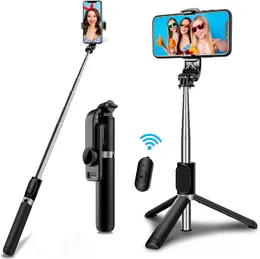 Selfie-Stick-Stativ mit kabelloser Fernbedienung, ausziehbarer Mini-4-in-1-Selfie-Stick – um 360 ° drehbarer Telefonständer