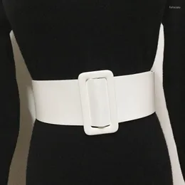 Belts Ms Waist Sealing Wide PU Leather Decoration Skirt Shirt Dress Round Buckle Rectangle Black White Belt Simple Versatile 107CBelts Forb2