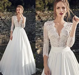 2022 Ny brudbröllopsklänning Höghalsad djup v långärmad spets smal och fashionabla reseskistor grossist vestido de novia
