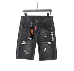 Summer Mens Short Jeans Motocycle Biker Retro broderi Rippade denim Shorts Fashion Casual Hip Hop Business Social Men Pants