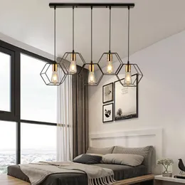 Pendelleuchten Moderne LED-Leuchten Geometrische Metallrahmenleuchte Kreative Kronleuchter Wohnzimmer Hängende Wohnkultur BeleuchtungPendant