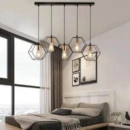 Pendant Lamps Modern LED Lights Geometric Metal Frame Light Fixture Creative Chandelier Living Room Hanging Home Decor LightingPendant