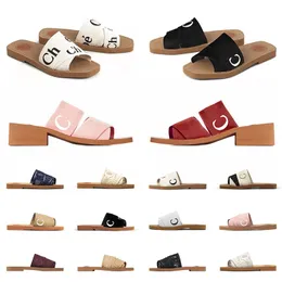 luxe designer kvinnor sandal woody mule platt tofflor toppkvalitet ljusrosa blå mode svartvitt beige utomhus strandskor sandale sandales skum runnner bild