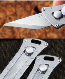 Promoción Pequeño cuchillo de bolsillo EDC D2 Hoja de satén TC4 Mango de aleación de titanio Mini cuchillos utilitarios para exteriores K1609