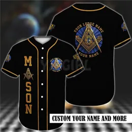 Número do nome da loja personalizada Camisa de beisebol Freemason Impressa em 3D Masculina Casual Hip hop Tops 220712