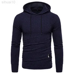 2020 Nieuwe Mode Slim Fit Hoodies Mannen Seater Mannelijke Gebreide Hoody hiphop Herfst SolidフーディーヘレンKling Harajuku L220730