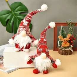 Christmas Striped Cap Faceless Gnome Santa Doll Pendant Nordic Land God Tree Hanging Ornaments Decor#np30 Y201020