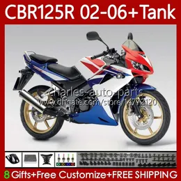 Kropp + Tankskydd för Honda CBR-125 CBR 125 R CC CBR 125R 125CC 02-06 karossning 124no.63 CBR125RR CBR125R 02 03 04 05 06 CBR-125R 2002 2003 2004 2005 2006 Fairing Factory Blue Blue