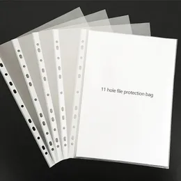 100pcs/lot 11holes Plastic Punched File Folders for A4 Documents Sleeves Untral Thin Leaf Documents Sheet Protectors