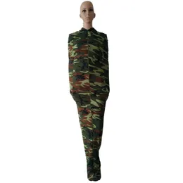 هالوين كرنفال الحزب الأزياء Catsuit Army Green Camo Color Mummy Bag Supandex Zentai بدلة مع الأكمام الداخلية Cosplay Cosplay