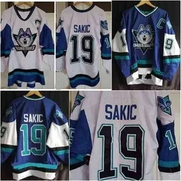 Chen37 C26 Nik1 40quebec Nordiques #19 Joe Sakic White Blue Nik1 Tage Men 's Ice Hockey Jersey Custom Code Size S-4XL