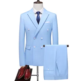 Men's Suits & Blazers Fashion Men's Business Double Breasted Solid Colo 220823