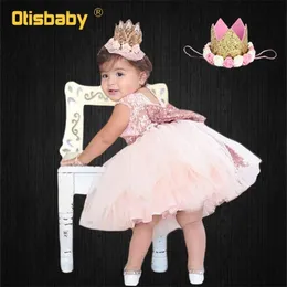 Prinzessin Mädchen tragen ärmelloses Kleid mit Schleife für 1 Jahr Geburtstagsfeier, Kleinkind-Kostüm, Sommerveranstaltungen, Anlass, Vestidos Infant 220426