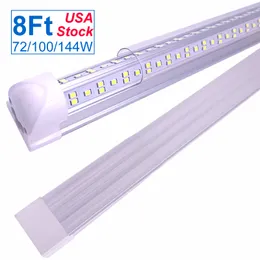 LED Shop Light 8ft Tube، 144W 6500K (سوبر مشرق أبيض)، V الشكل T8، غطاء واضح، مدمجة 8 قدم الشريط أضواء لاعبا اساسيا ل ورشة عمل المرآب الطابق السفلي