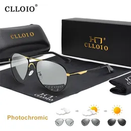 Clloio Pochromic Sunglasses PolarizedMen Pilot Vintage Sun Glasse Driving Eyewear S UV400 GAFAS 220629