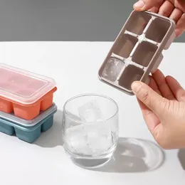 Bar Tools Produkter Silikon Ice Cube Mold Maker -brickor med lock Mini Ices Cubes Small Square Molds Ice Makers Kök Tillbehör