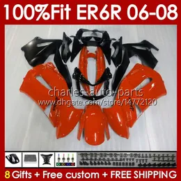 OEM Bodys Kit för Kawasaki Ninja 650R ER6 650 R ER 6 F 06-08 Kroppsarbete 139NO.11 650-R ER 6F 650R-ER6F ER-6F 2006 2007 2008 ER6F 06 07 08 Injektion Mögelmässor Orange Glossy