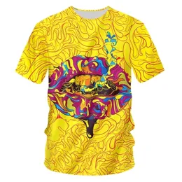 Męska moda koszulka cyfrowa kolorowe usta koszule graficzne harajuku wysoka koszula unisex dostawcy hurtowe 220623