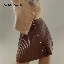 Snican فو فو تنورة أزرار الخصر عالية المثيرة صغيرة مطوية تنورة غير متناظرة Faldas cortas za المرأة jupe femme 210315