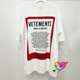 Tjocka tyg Vetements T -shirt Män kvinnor överdimensionerade bakkrage tonal broderad bokstav Big Red Track Vetements TEE TOPS 220618