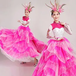 ارتداء المرحلة الحديثة للسيدات الإسبانية الإسبانية الفستان الطويل الافتتاح الرقص كبير التنورة الأرجوحة جوقة الأداء الأداء الشاش الفساتين DL6133STAG