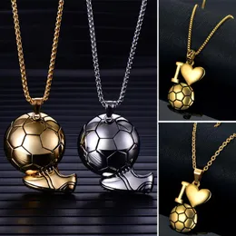 Anhänger Halsketten Fußball Emaille Schmuck Gold Farbe Edelstahl Fitness Fußball Sport Kette Für Männer Frauen JoyasPendant