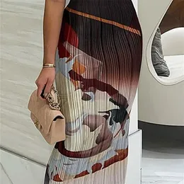 Sisterlinda Vintage Art Print Y2K Slimfit Long Skirt Women Women Conguting Elegant Wild Mid Mid Trend Party Bords 220701