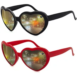 Women Fashion Shaped Effects Watch The Lights Change To Heart Shape At Night Diffraction Glasses Female Sunglasses 220629