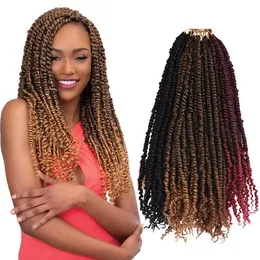 Ombre pre looped Twisted Passion Spring Twist Hair Water Wave Syntetiska flätor Förlängningar flätande virkningsfläthår