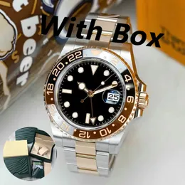 Luxury WatchSc- Full Function Watch with Box Mens Automatic Mechanical Valfri Waterproof Sapphire 41mm rostfritt stål armbandsur Lysande keramiska klockor