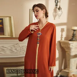 Roupas étnicas Eid Muçulmano Abaya Dubai Turquia Islã Islam Kaftan Robe Longe Vestres abayas para mulheres djellaba femme caftan marocain de soi