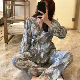 Pijama feminino grávida de tamanho grande conjunto de roupas de confinamento de outono da primavera para enfermagem de amamentação pós -parto 220607
