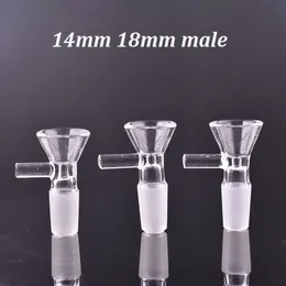 Cursori trasparenti per pipe in vetro più economici 14,4 mm 18,8 mm femmina maschio comune ciotole per tabacco secco con manico per accessori Dab Rig Bong