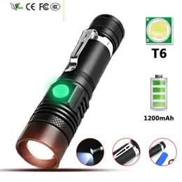 New Ultra Bright LED Flashlight 4 Modes Multi-function With XP-L V6 LED Lamp Beads Waterproof Fishing Torch Zoomable USB Charging