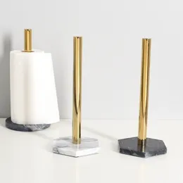 Countertop Creative Roll Holder Kitchen Servett Nordic Marble Goldplated Paper Toalett Organizer Storage Rack Y200108