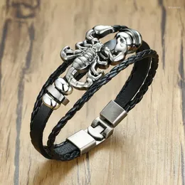 Charm Bracelets Vintage Leather Bracelet Scorpion Shape Multilayer Men's Pulseras Unisex JewelryCharm Lars22