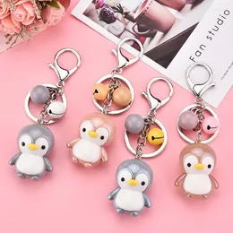 Keychains Creative Acrylic Cute Penguin Doll Keychain Bell Colorful Beads Keyring Accessories for Women Men Bag Car Key Chains Miri22